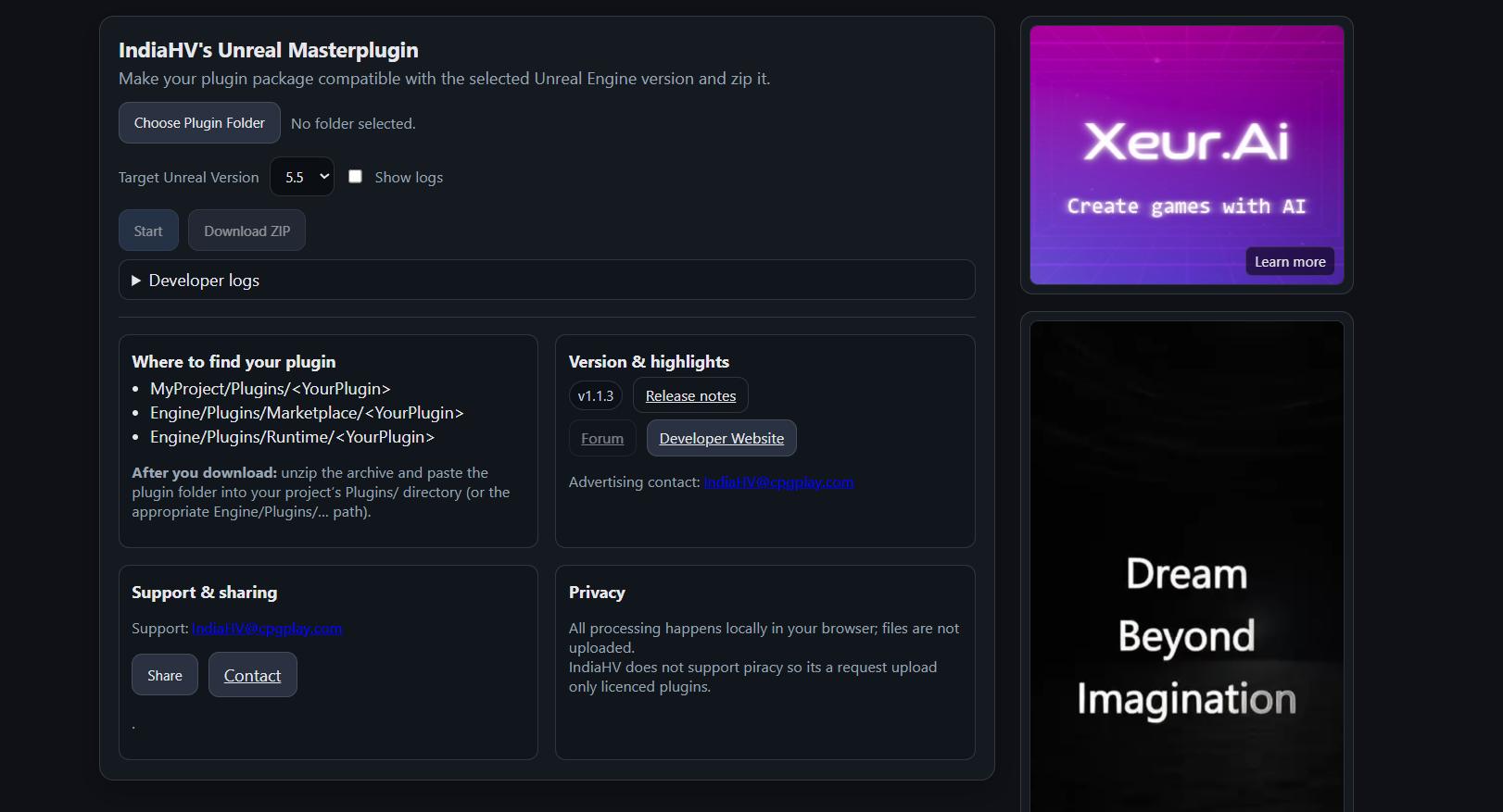 Screenshot: Master Plugin Updater panel inside Unreal Editor